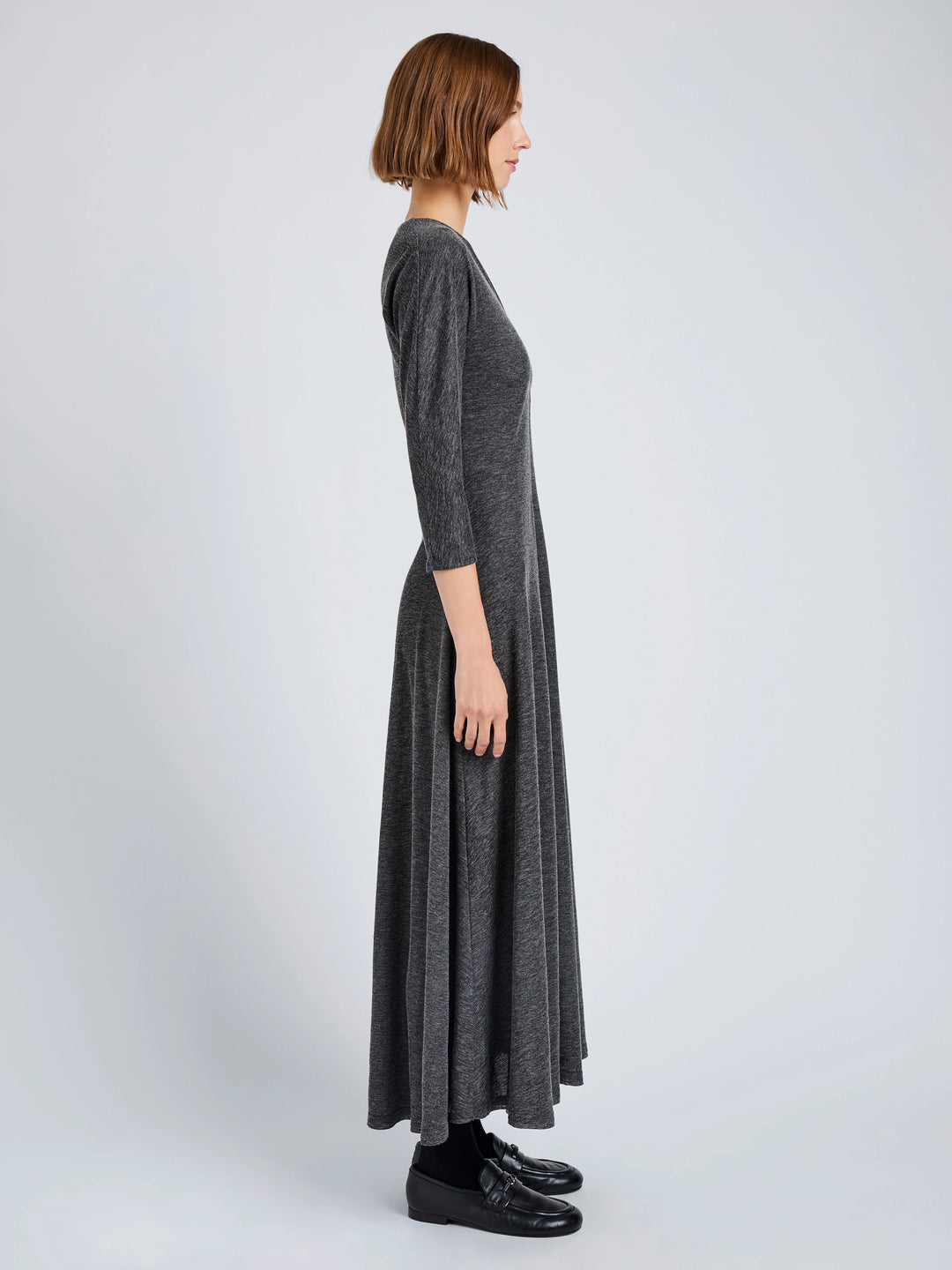 Livia Dress in Wool Jersey - Coal Melange