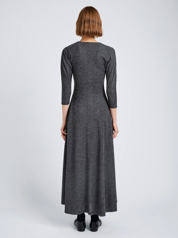 Livia Dress in Wool Jersey - Coal Melange
