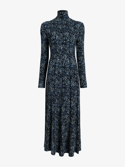 Mabel Dress in Cheetah Jersey - Navy Multi