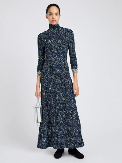 Mabel Dress in Cheetah Jersey - Navy Multi