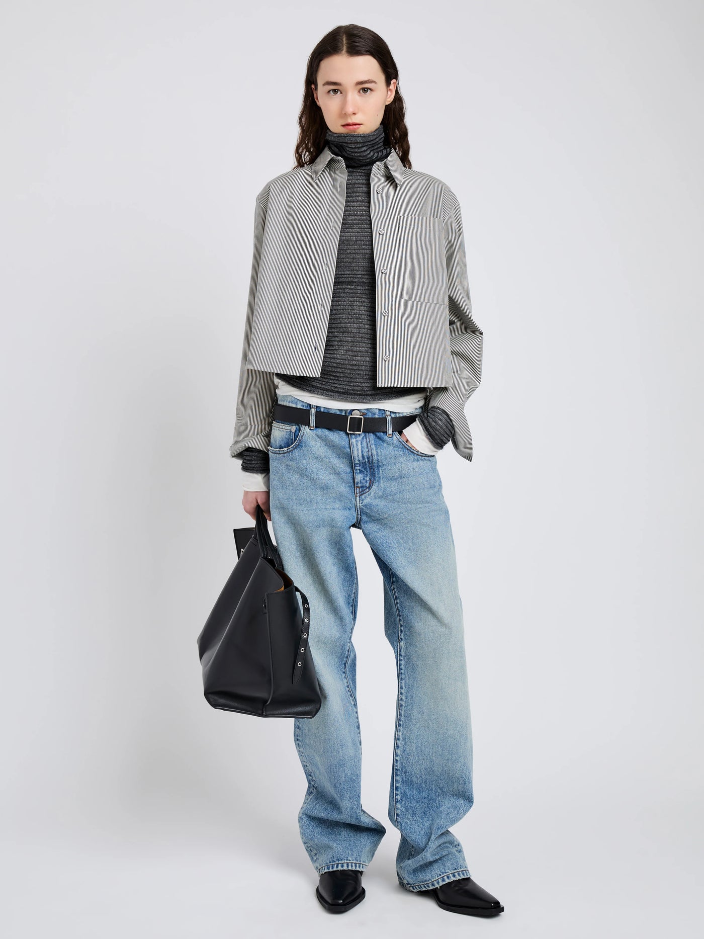 OLIVE STRIPE SHIRT - Parchment/Dark Teal