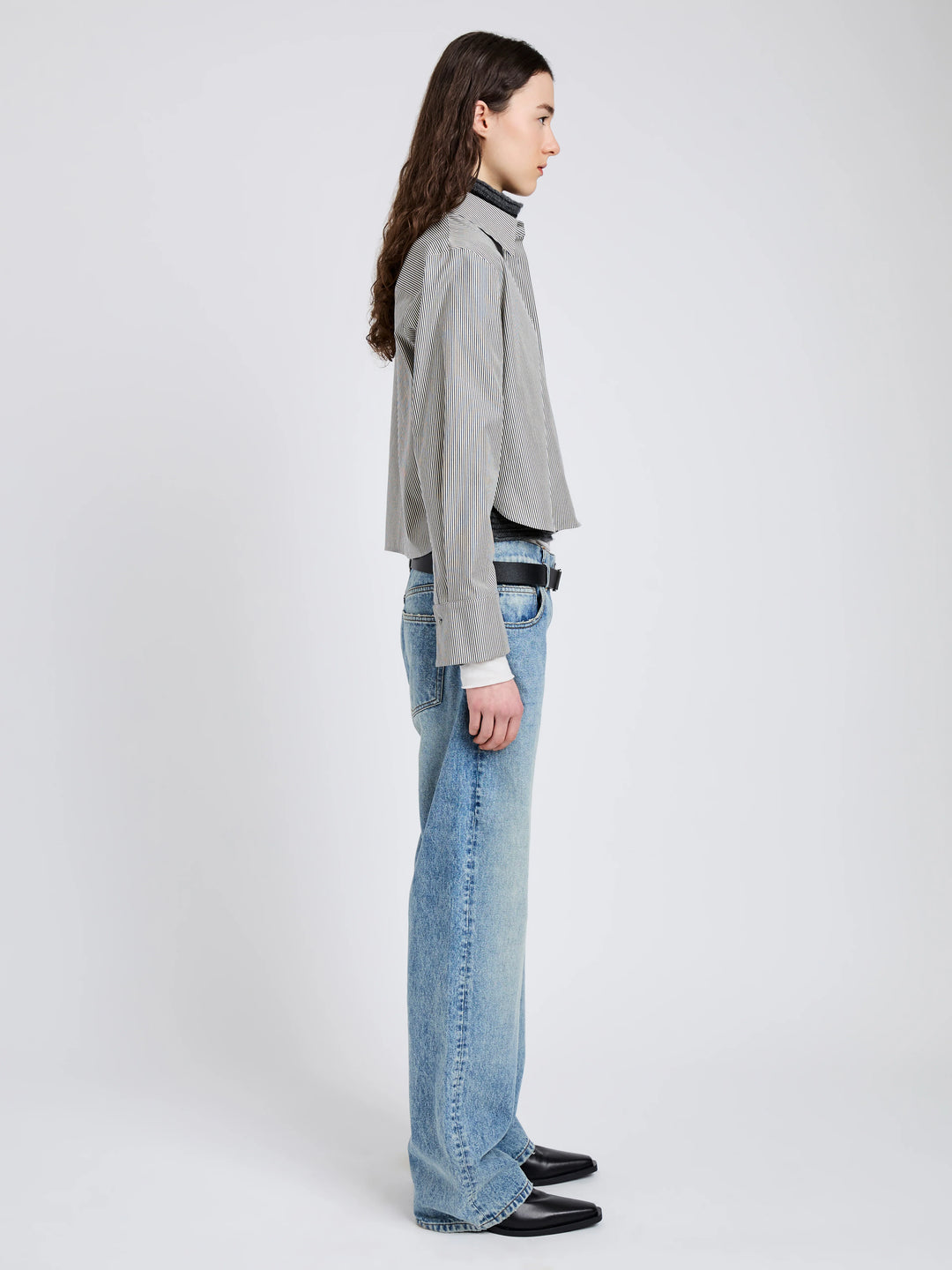 OLIVE STRIPE SHIRT - Parchment/Dark Teal