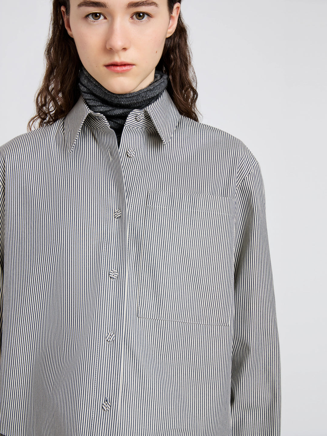 OLIVE STRIPE SHIRT - Parchment/Dark Teal
