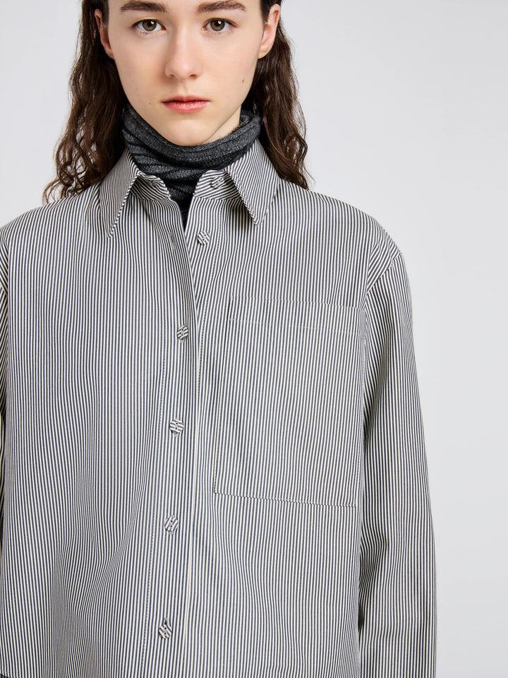 OLIVE STRIPE SHIRT - Parchment/Dark Teal