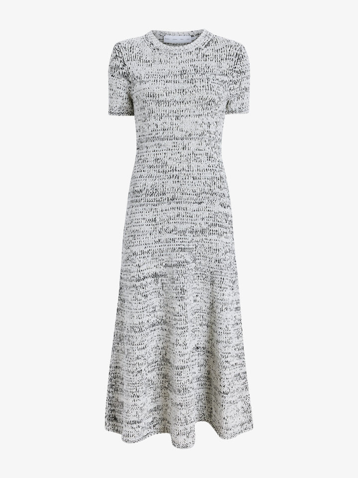 Mel Dress in Marled Cotton - Bone/Black Melange
