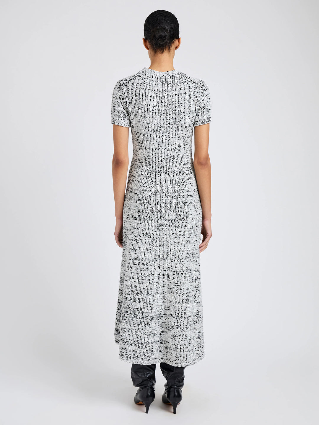 Mel Dress in Marled Cotton - Bone/Black Melange