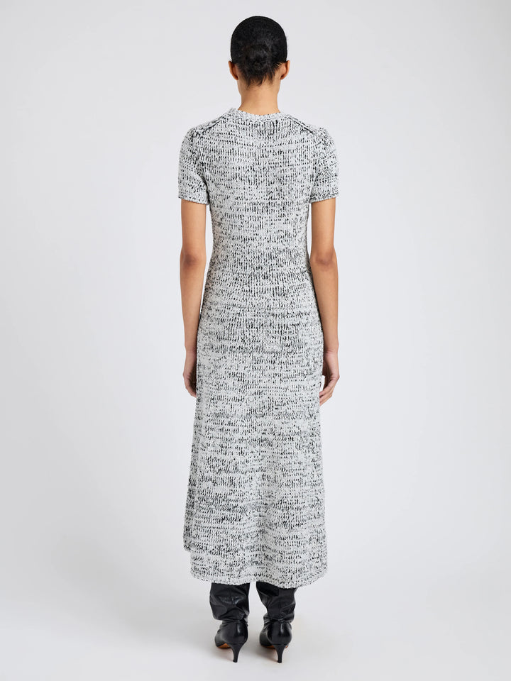 Mel Dress in Marled Cotton - Bone/Black Melange