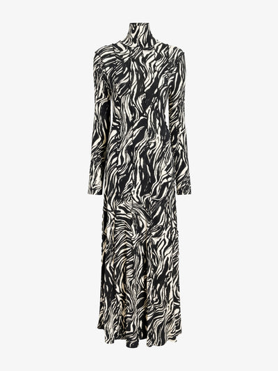 Mabel Dress in Marble Jersey - Asphalt Multi