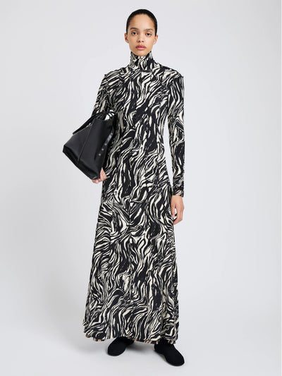 Mabel Dress in Marble Jersey - Asphalt Multi