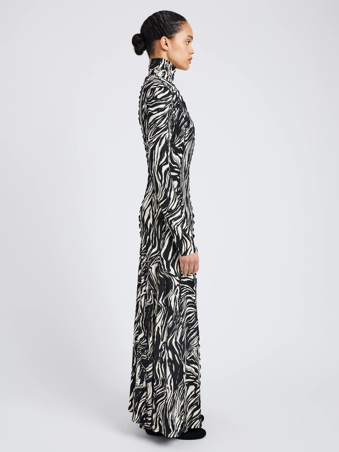 Mabel Dress in Marble Jersey - Asphalt Multi