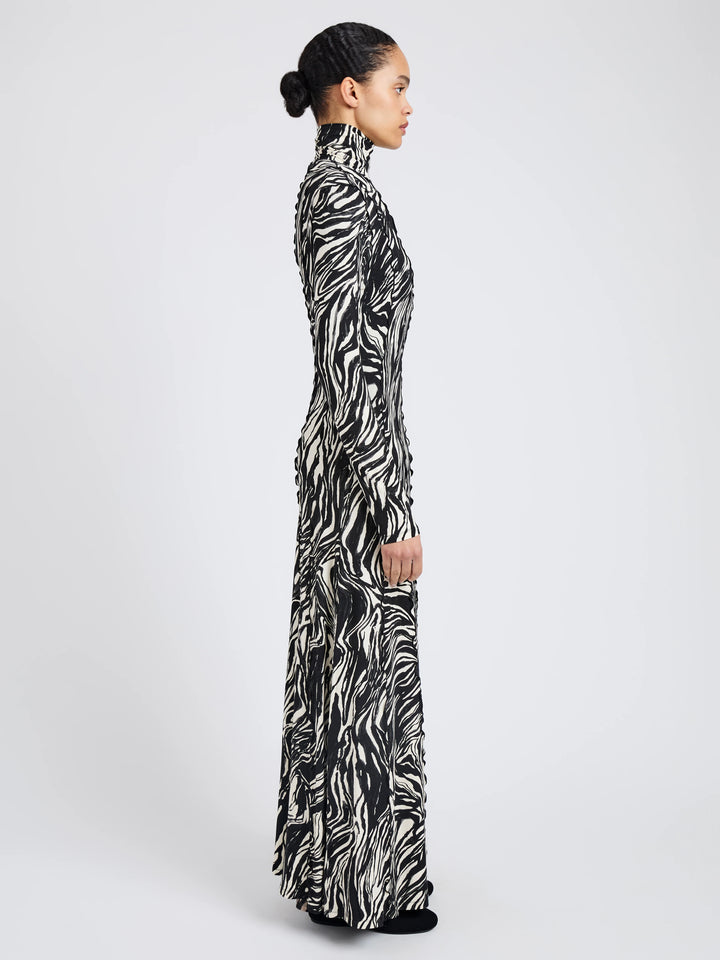 Mabel Dress in Marble Jersey - Asphalt Multi