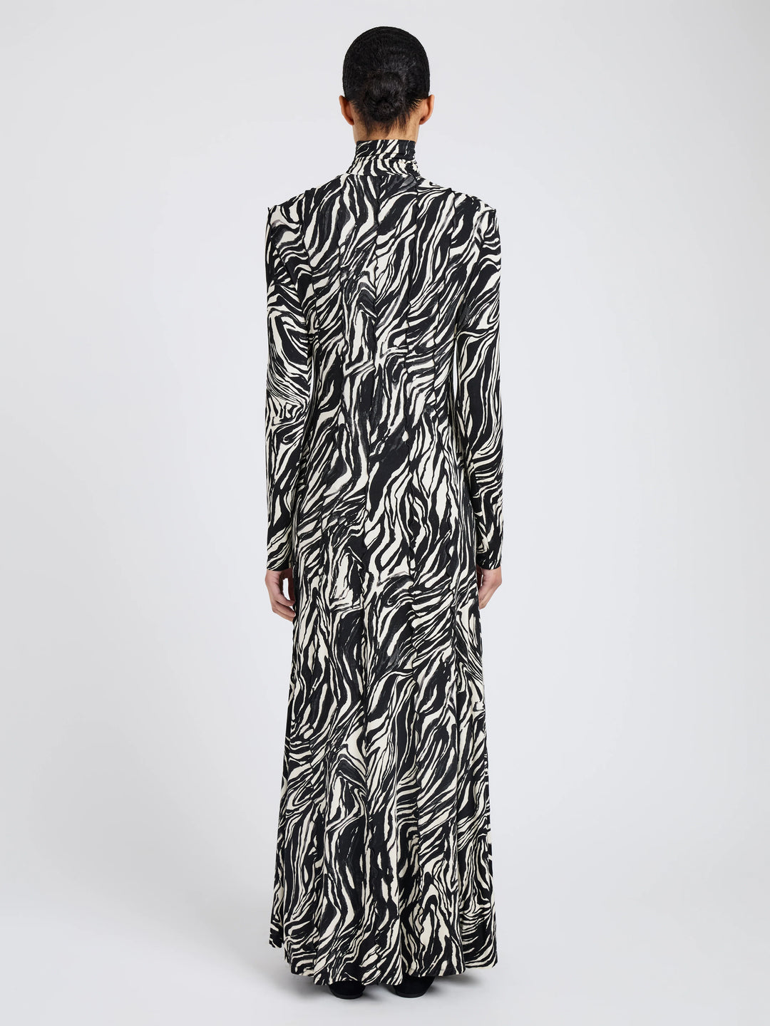 Mabel Dress in Marble Jersey - Asphalt Multi