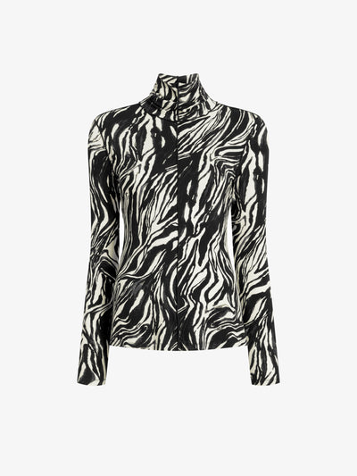 Audrey Top in Marble Jersey - Asphalt Multi