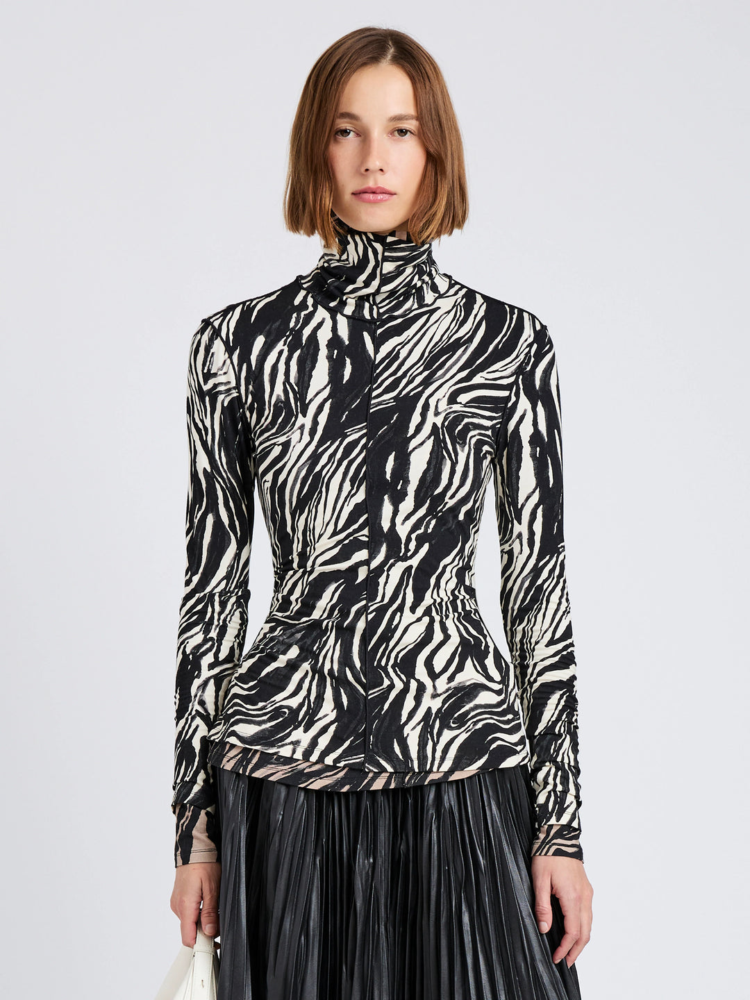 Audrey Top in Marble Jersey - Asphalt Multi