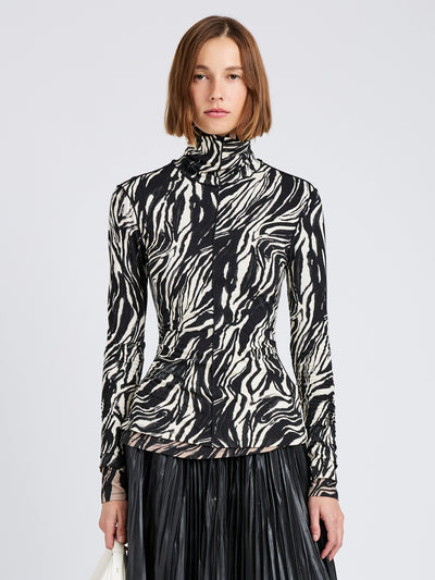 Audrey Top in Marble Jersey - Asphalt Multi
