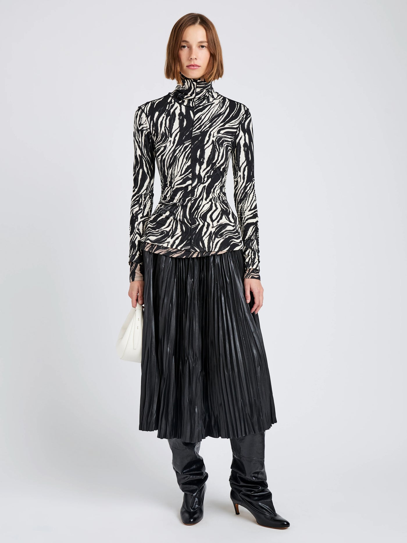 Audrey Top in Marble Jersey - Asphalt Multi
