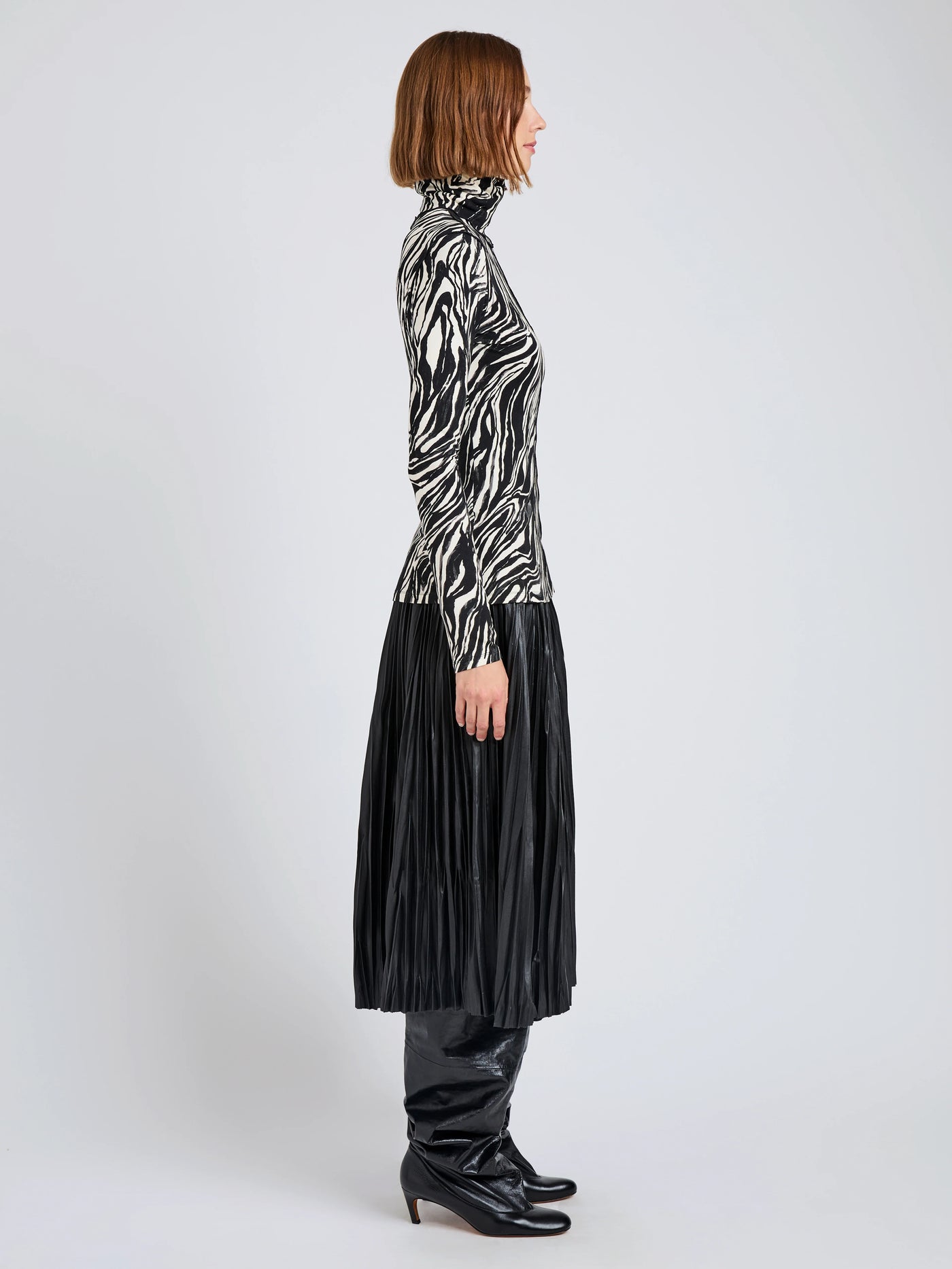Audrey Top in Marble Jersey - Asphalt Multi