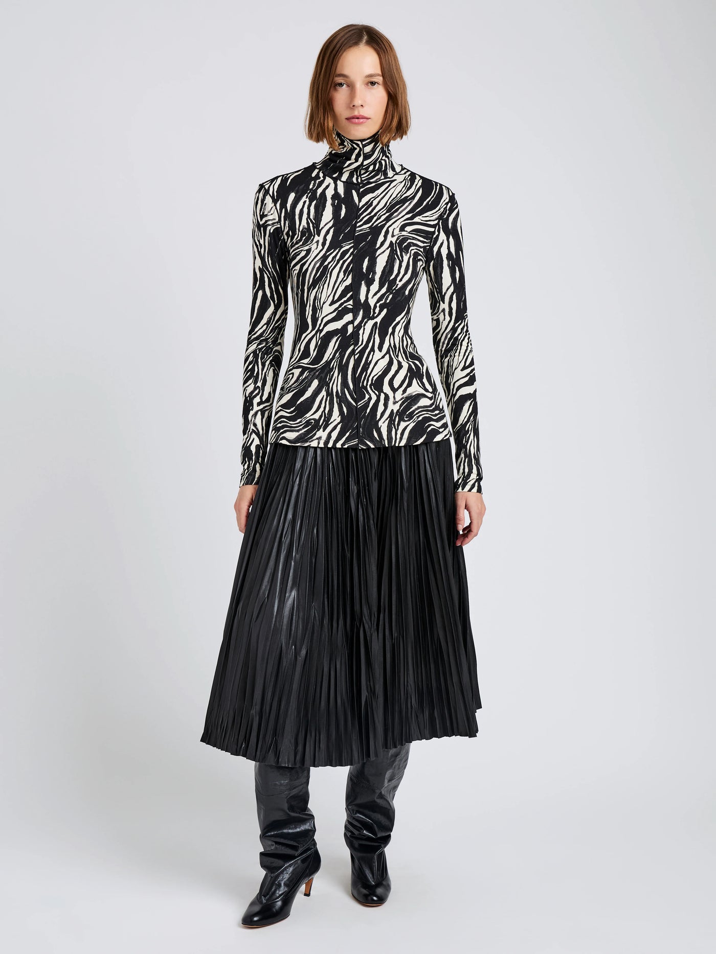 Audrey Top in Marble Jersey - Asphalt Multi