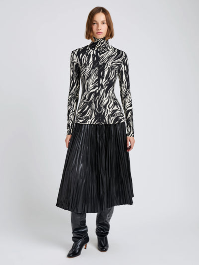Audrey Top in Marble Jersey - Asphalt Multi