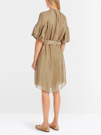 Plain mini dress with balloon sleeves - Cappuccino Macaron