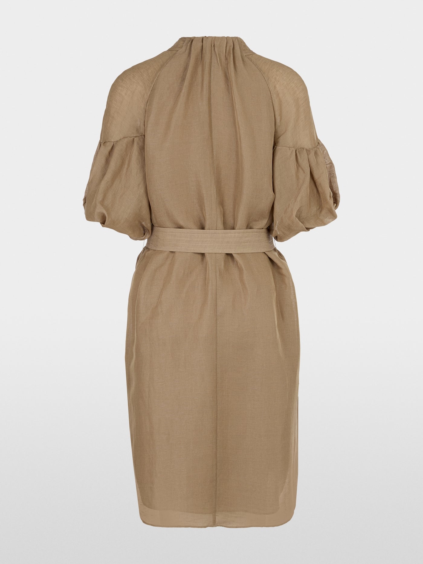Plain mini dress with balloon sleeves - Cappuccino Macaron