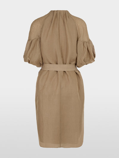 Plain mini dress with balloon sleeves - Cappuccino Macaron