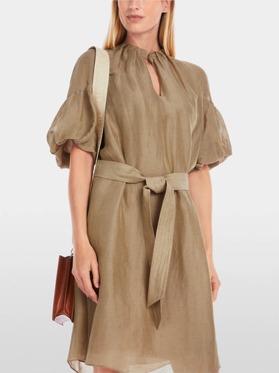 Plain mini dress with balloon sleeves - Cappuccino Macaron