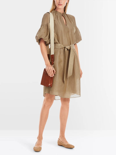 Plain mini dress with balloon sleeves - Cappuccino Macaron