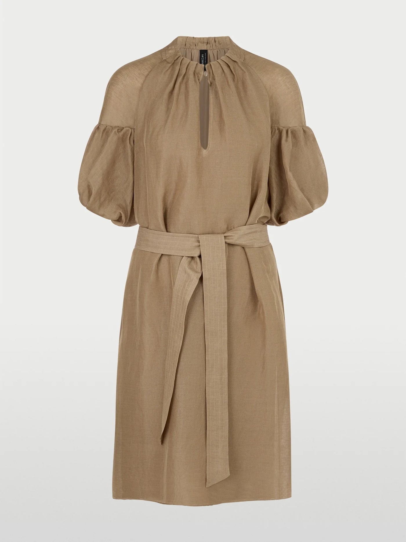 Plain mini dress with balloon sleeves - Cappuccino Macaron