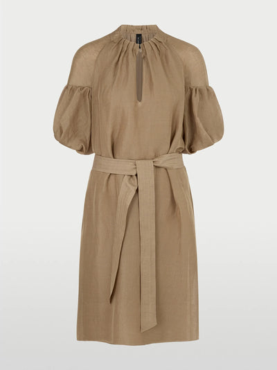 Plain mini dress with balloon sleeves - Cappuccino Macaron
