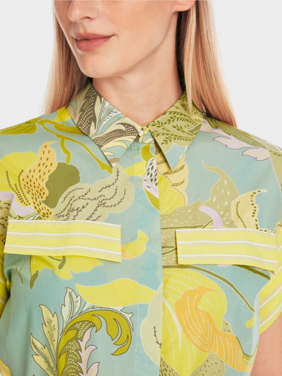 Short shirt dress in material mix - Soft Limeade