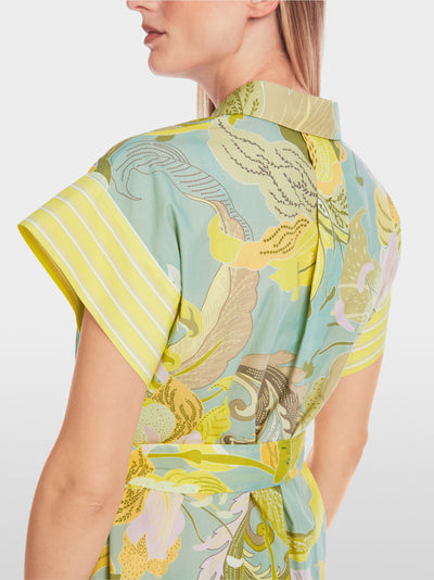 Short shirt dress in material mix - Soft Limeade