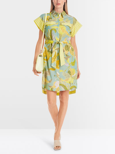 Short shirt dress in material mix - Soft Limeade