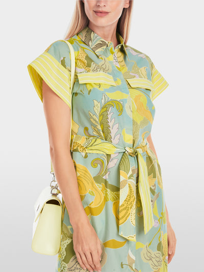 Short shirt dress in material mix - Soft Limeade