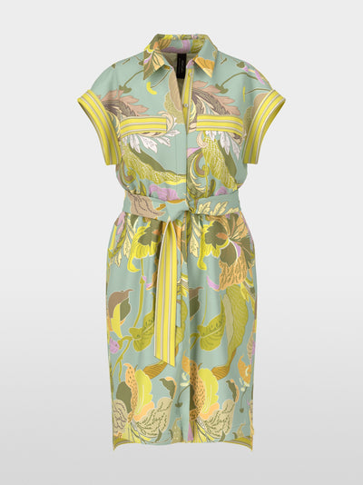 Short shirt dress in material mix - Soft Limeade