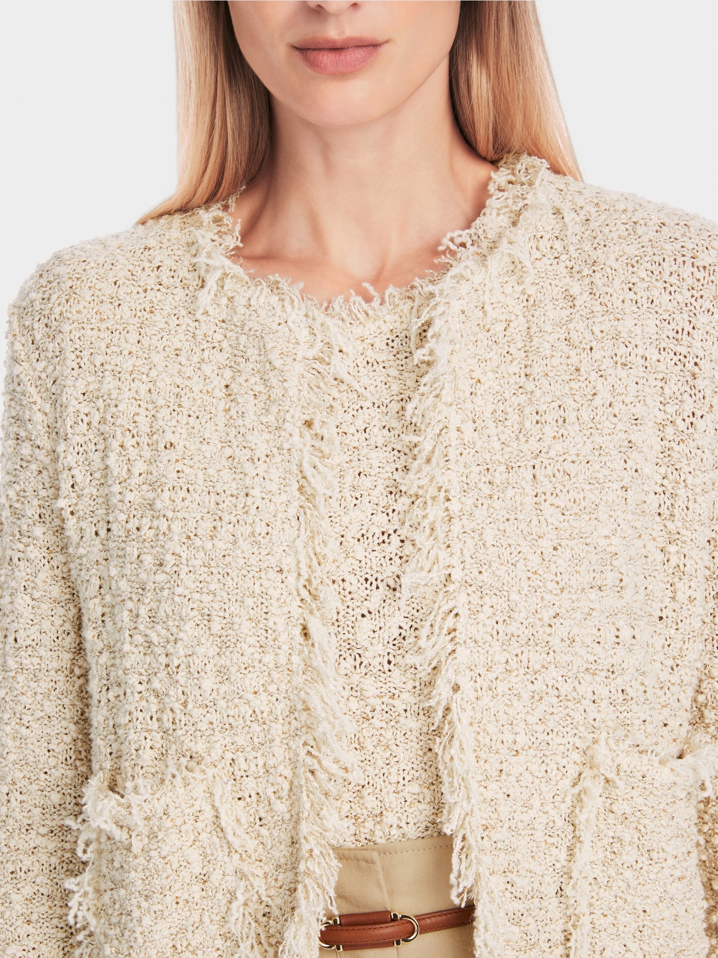 Bouclé cardigan - Cappuccino Macaron
