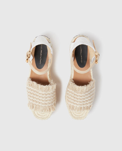 Gaia Platform Espadrille Wedges - Beige