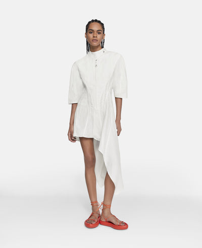 Linen Corset Shirt Dress - White