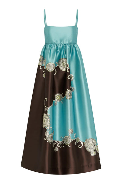 GIA GOWN - Brown/Blue Multi