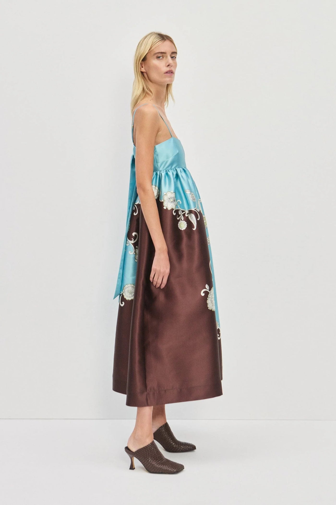 GIA GOWN - Brown/Blue Multi