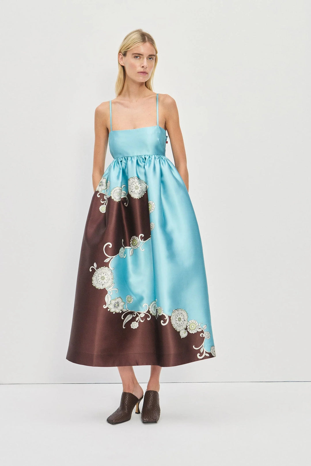 GIA GOWN - Brown/Blue Multi