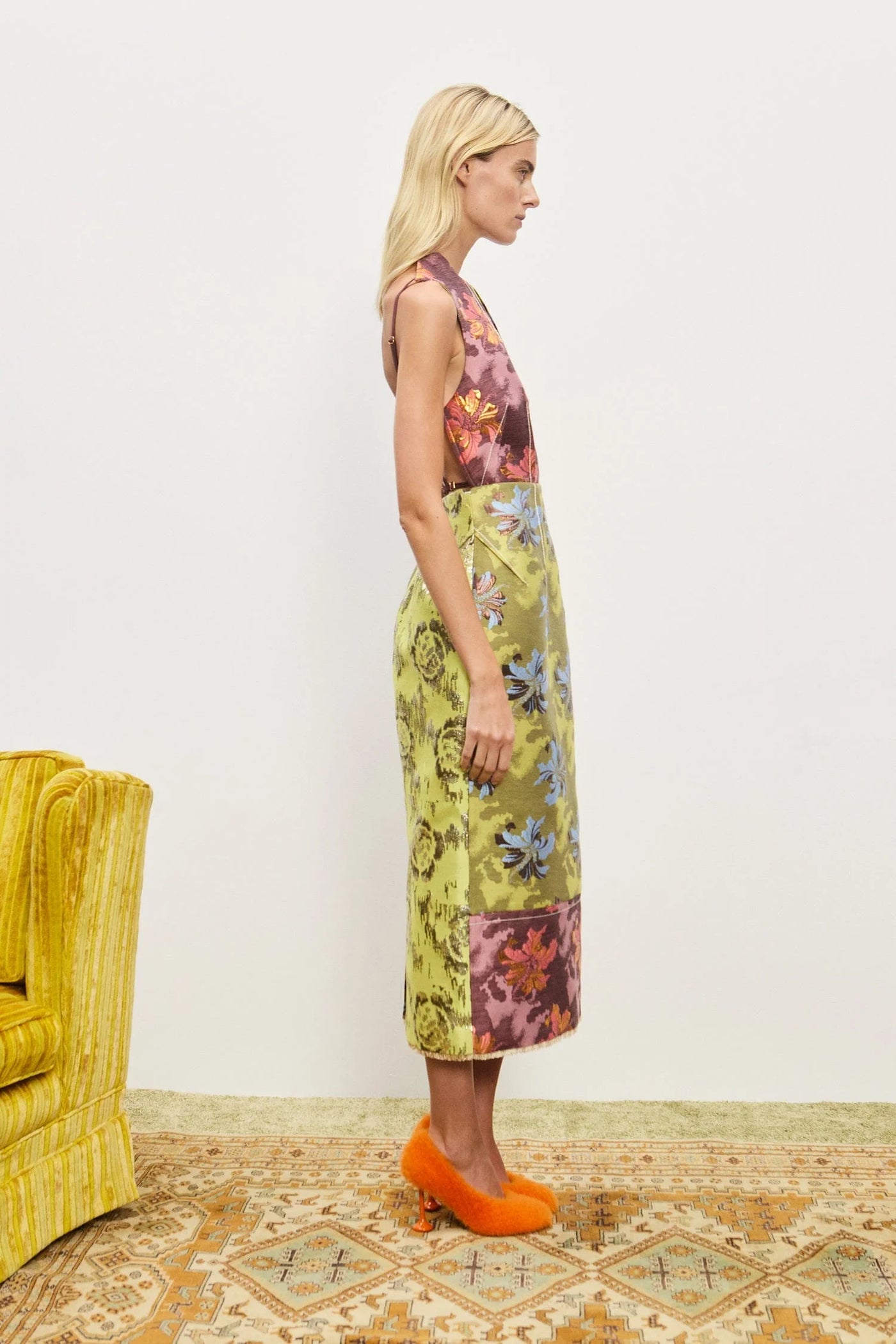 ADRIANA JACQUARD GOWN - Brown/Green Multi