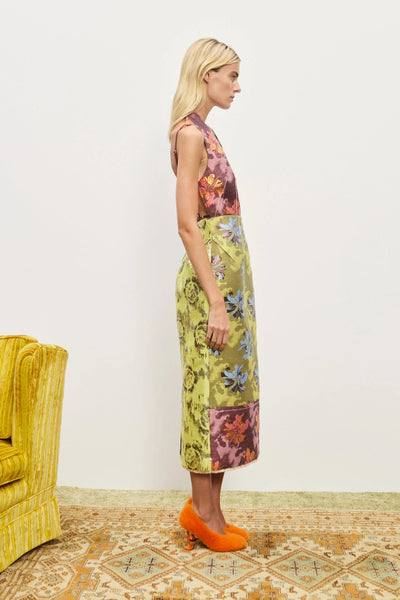 ADRIANA JACQUARD GOWN - Brown/Green Multi