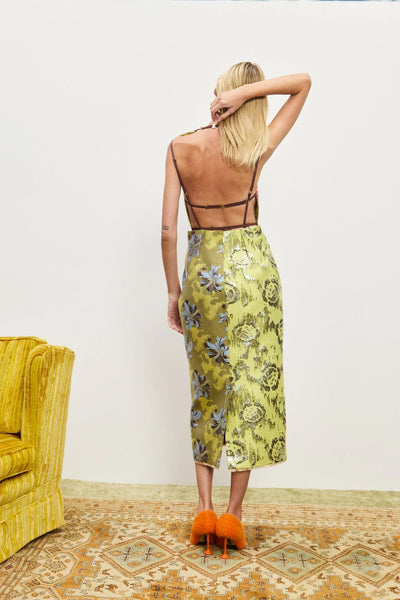 ADRIANA JACQUARD GOWN - Brown/Green Multi