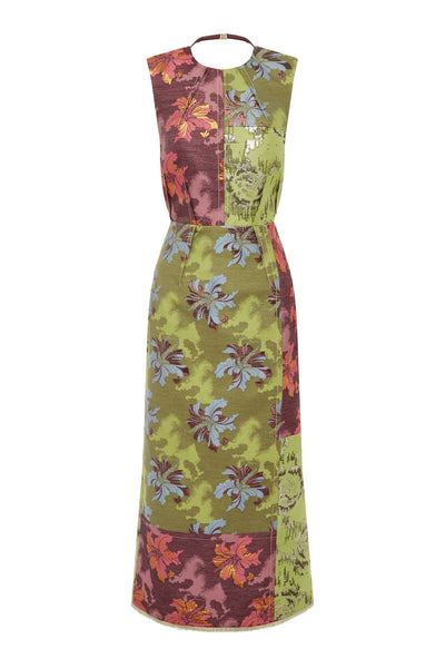 ADRIANA JACQUARD GOWN - Brown/Green Multi