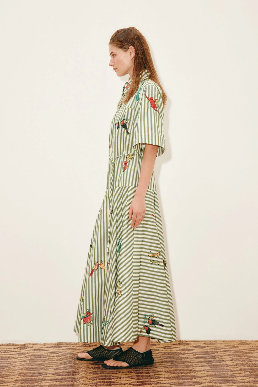 Bisou Embroidered shirtdress - Green Print