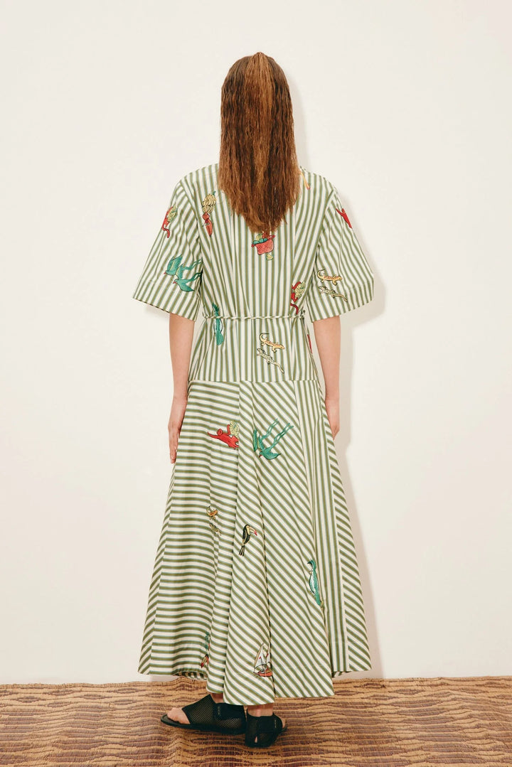 Bisou Embroidered shirtdress - Green Print
