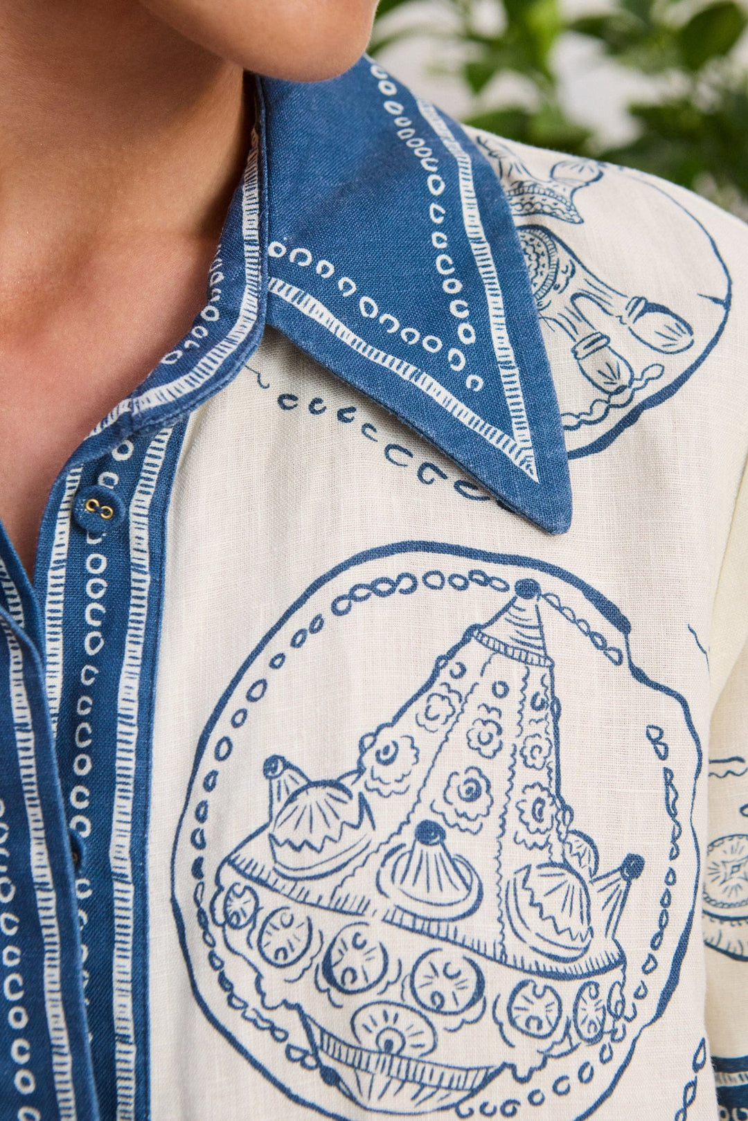 Lucky Linen Shirt Dress - White/Medium Blue
