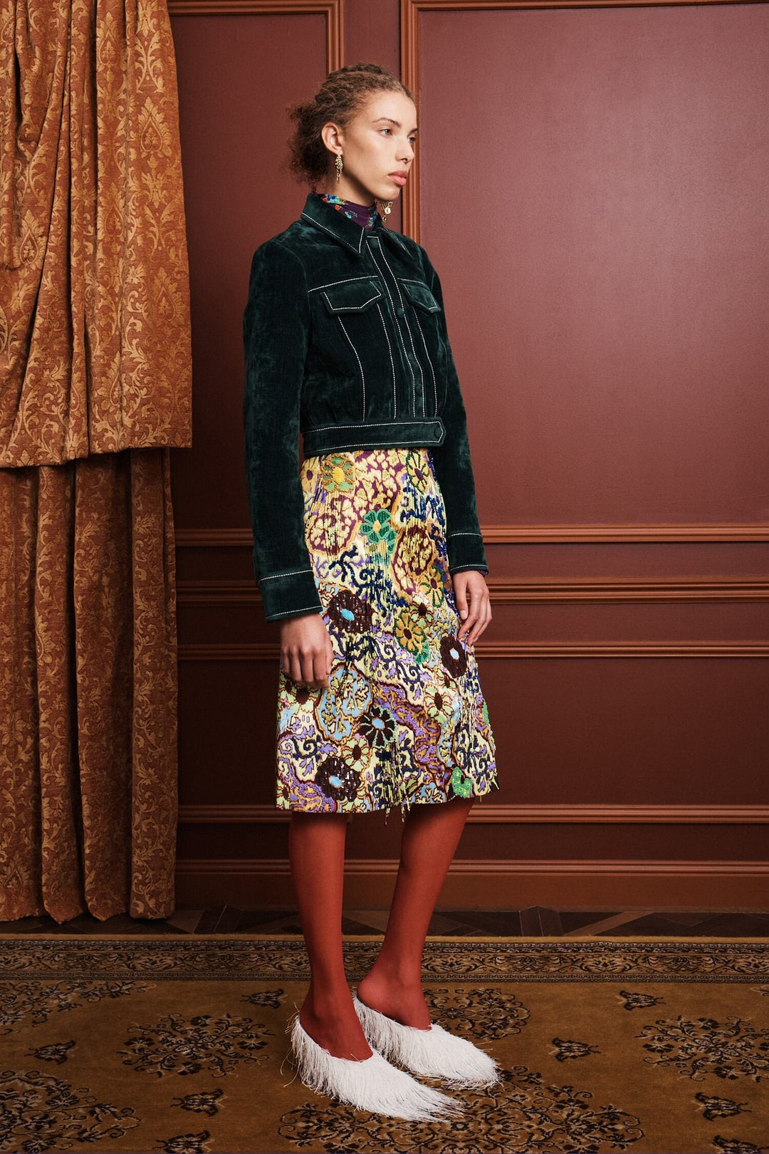 Joanna Embellished Skirt - Green Multi