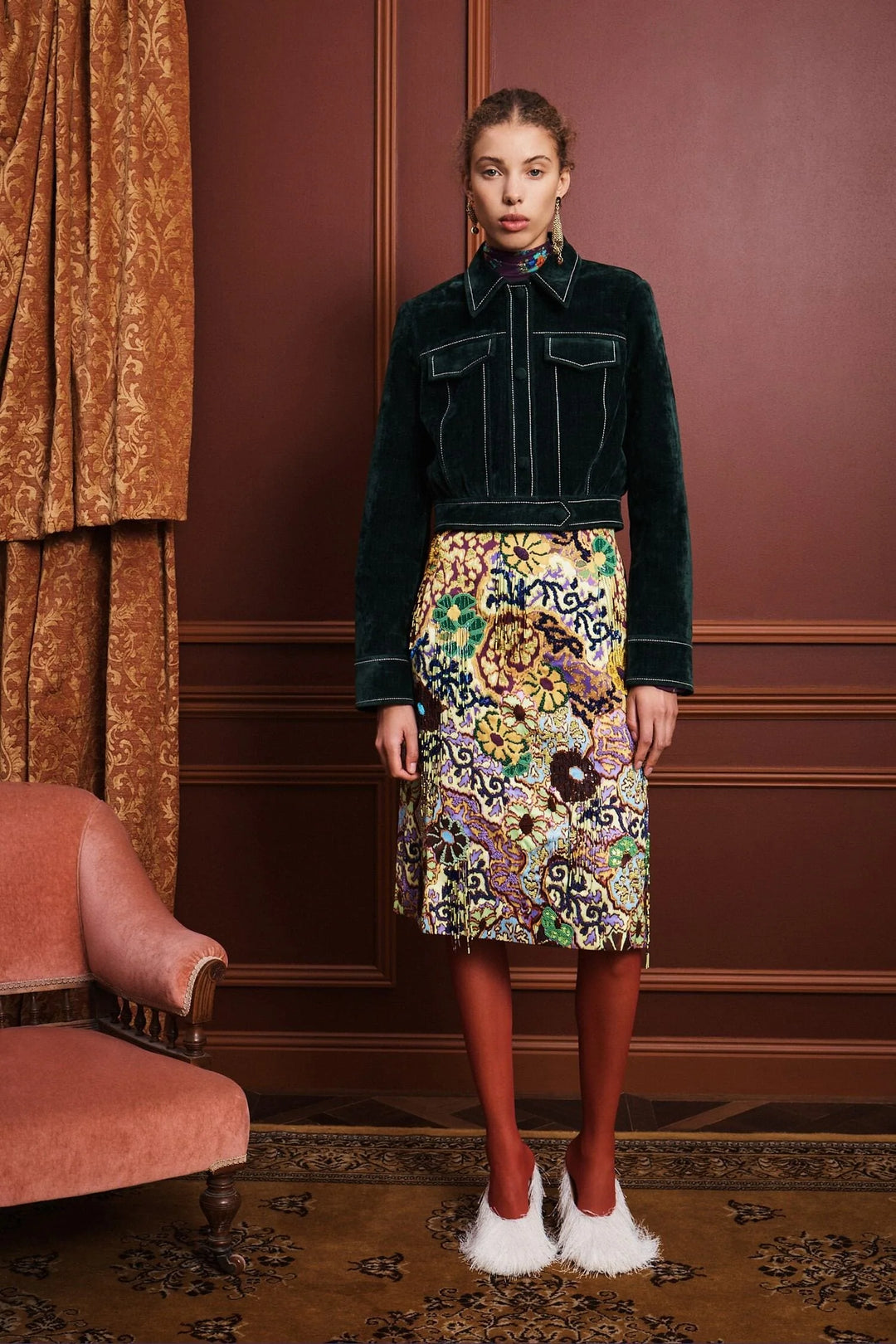 Joanna Embellished Skirt - Green Multi
